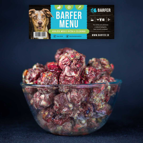 Barfer menu - Nyúlhús rizzsel és zöldséggel 1 kg